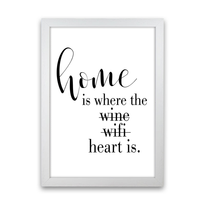 Home Is Where The Heart Is Framed Typography Wall Art Print White Grain