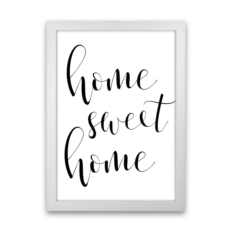Home Sweet Home Framed Typography Wall Art Print White Grain