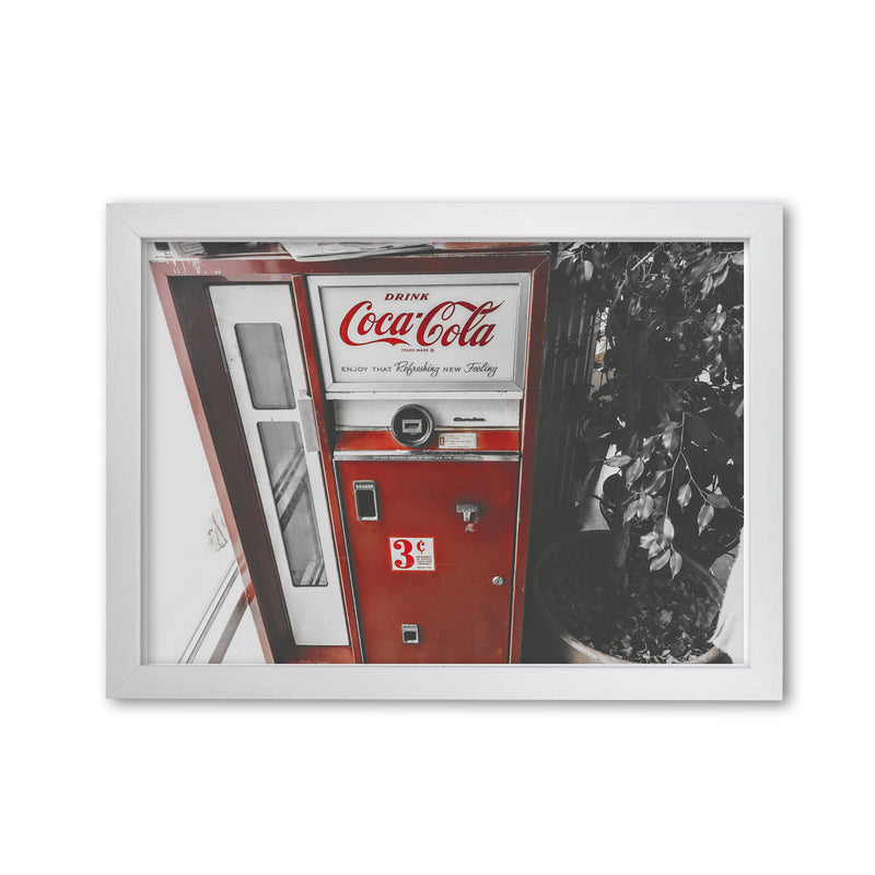 Coca Cola Vending Machine Modern Print White Grain