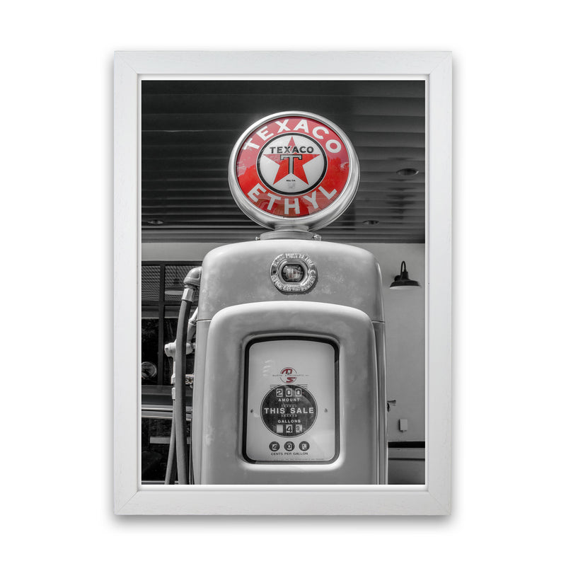 Texaco Gas Pump Modern Print White Grain