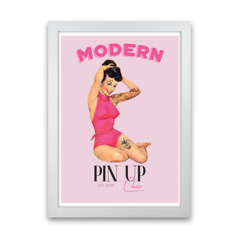 Modern Pin Up Girl Modern Print White Grain
