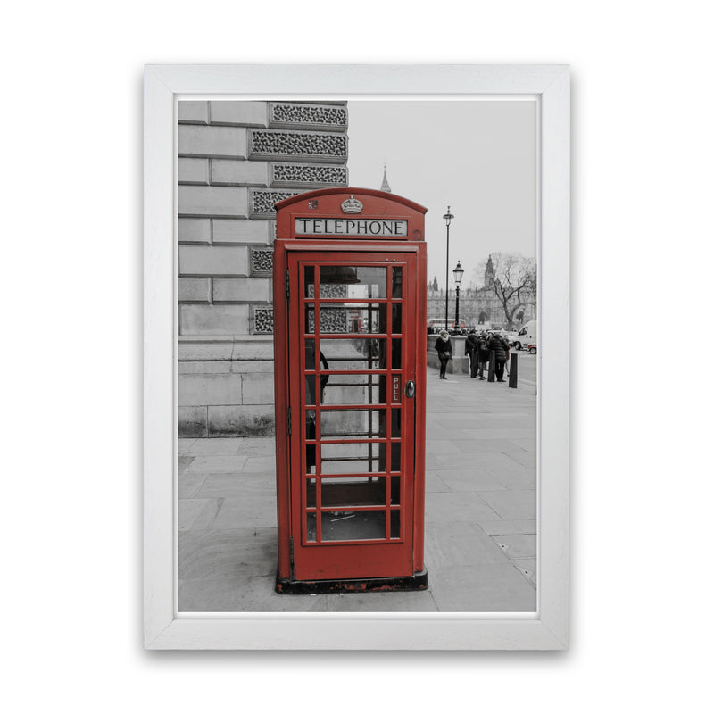 London Red Phonebox Modern Print White Grain