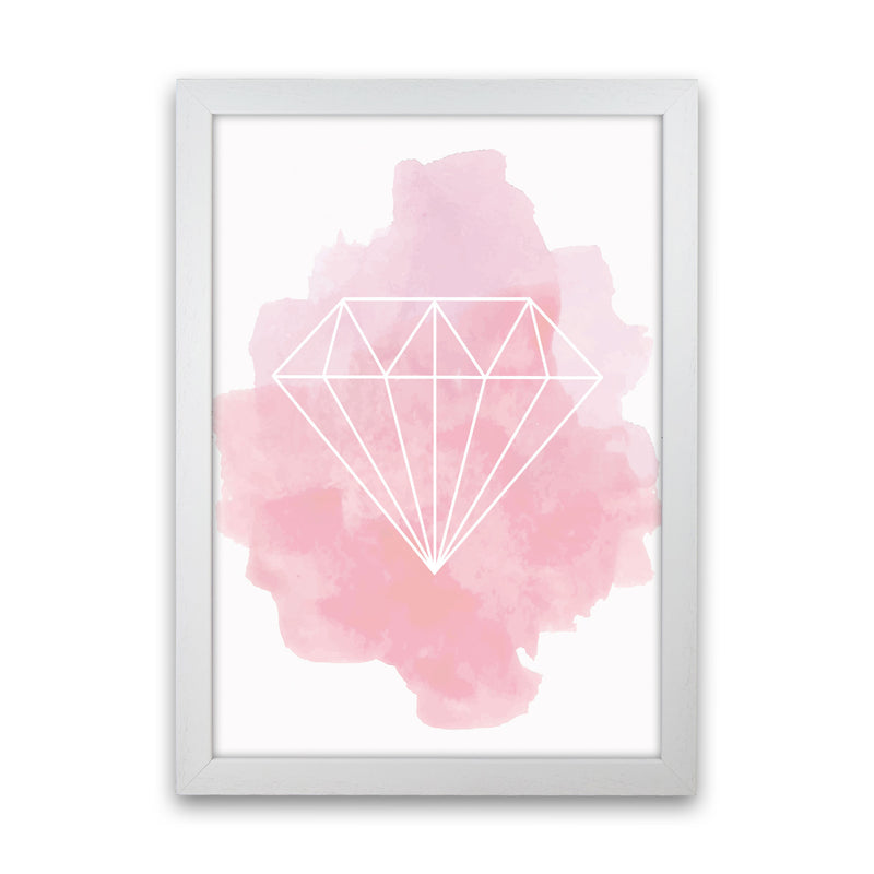Geo Diamond Pink Watercolour Modern Print White Grain