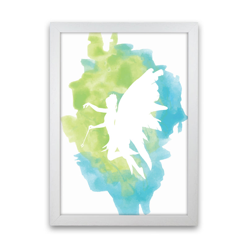 Fairy Turquoise Multi Watercolour Modern Print White Grain