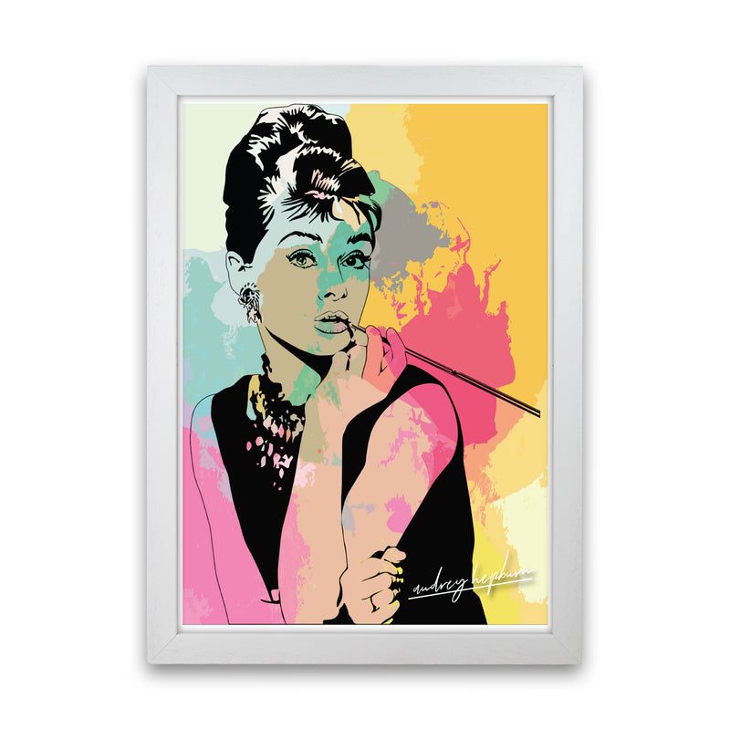 Audrey Hepburn In Colour Modern Print White Grain