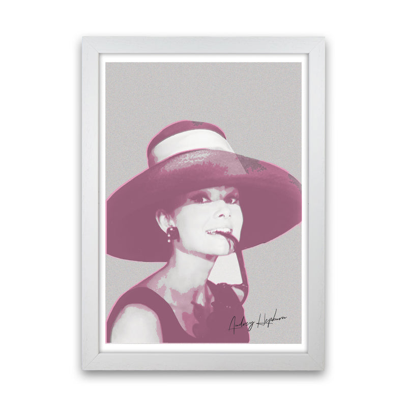 Audrey Hepburn Vintage Modern Print White Grain