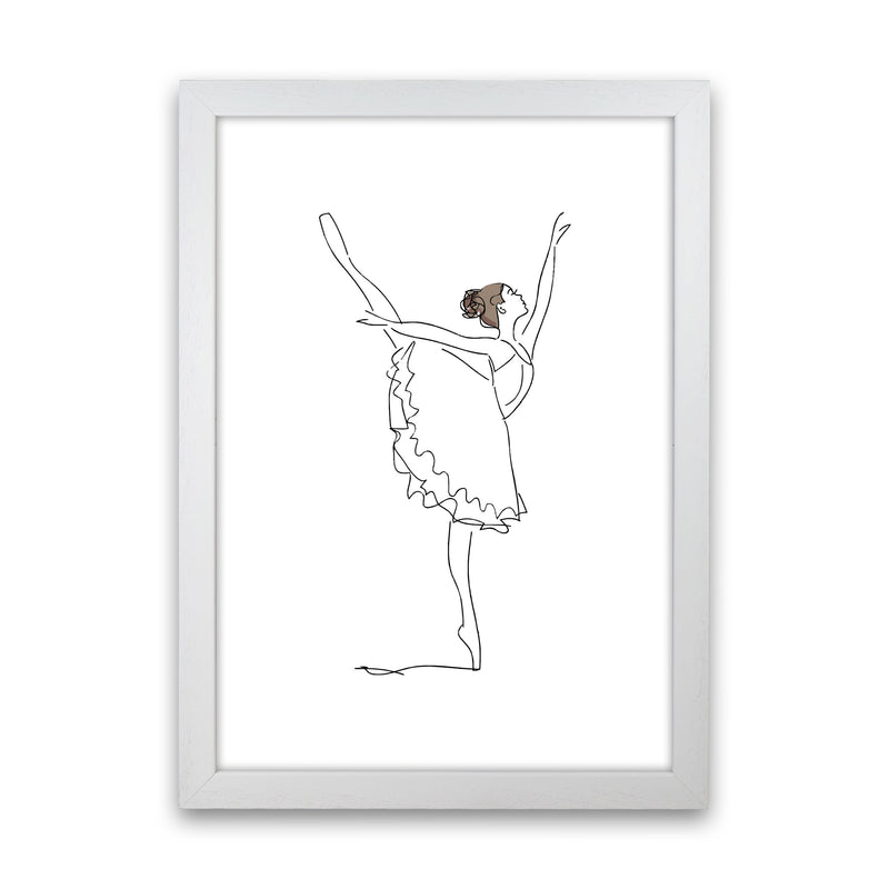 Ballet Dancer Line Drawing Modern Print White Grain