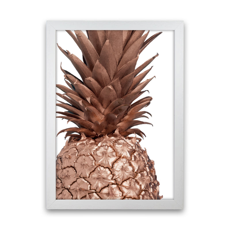 Rose Gold Pineapple Modern Print, Framed Kitchen Wall Art White Grain
