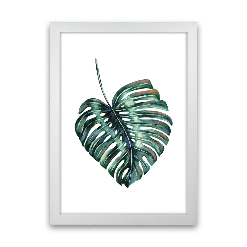 Monstera Leaf Full Modern Print, Framed Botanical & Nature Art Print White Grain