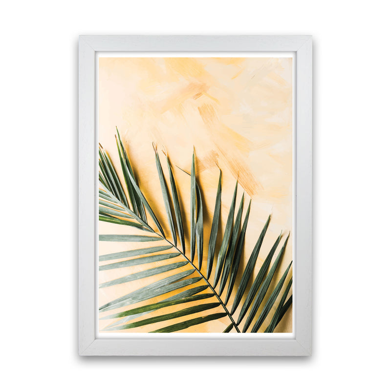 Palm Leaf Yellow Modern Print, Framed Botanical & Nature Art Print White Grain