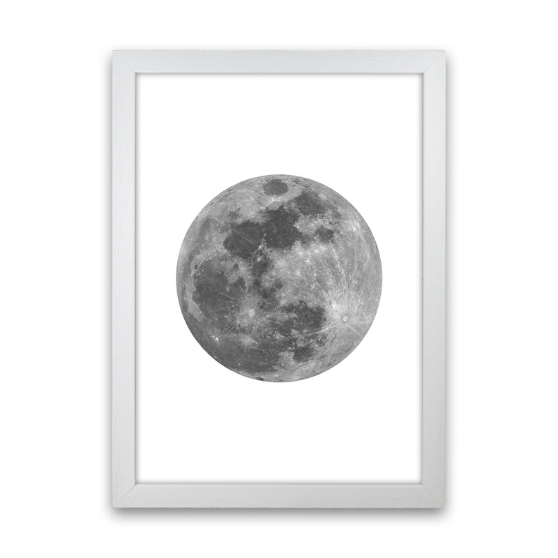 Grey Moon Modern Print White Grain
