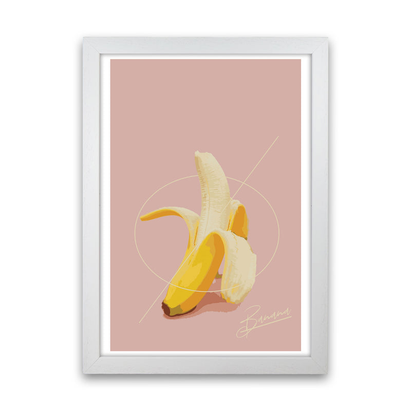 Banana Modern Print, Framed Kitchen Wall Art White Grain