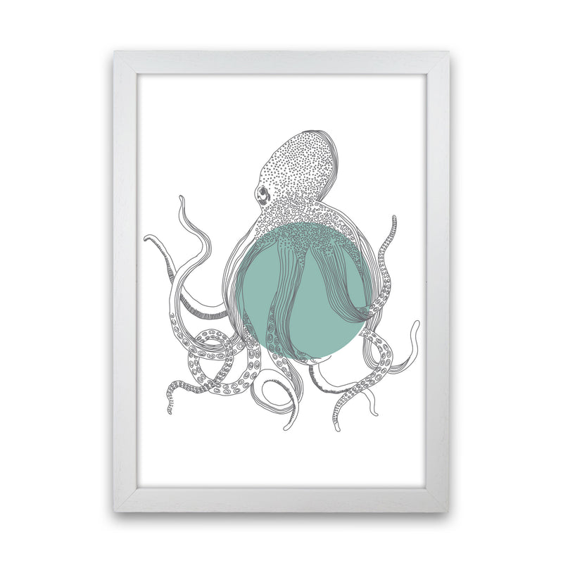Marine Animals Octopus Modern Print Animal Art Print White Grain