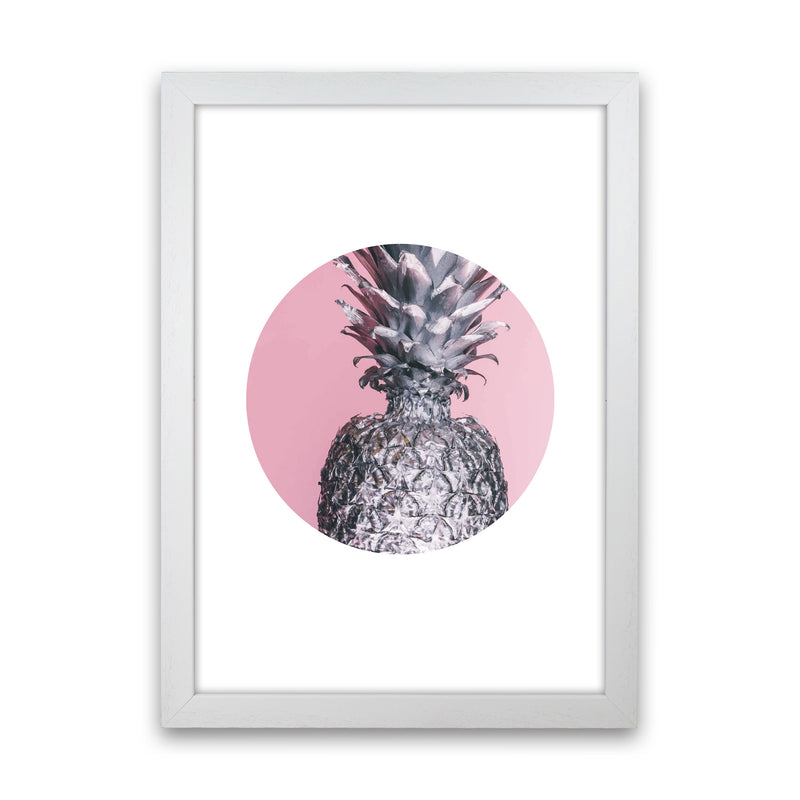 Pineapple Pink Circle Modern Print White Grain