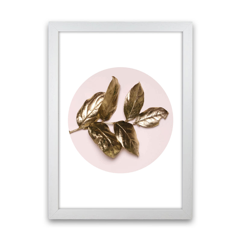 Pink And Gold Leaf Modern Print, Framed Botanical & Nature Art Print White Grain