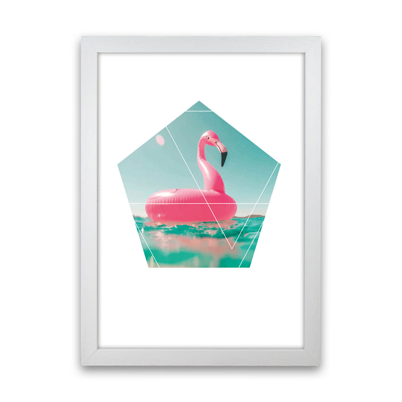 Pink Flamingo Inflatable Modern Print White Grain