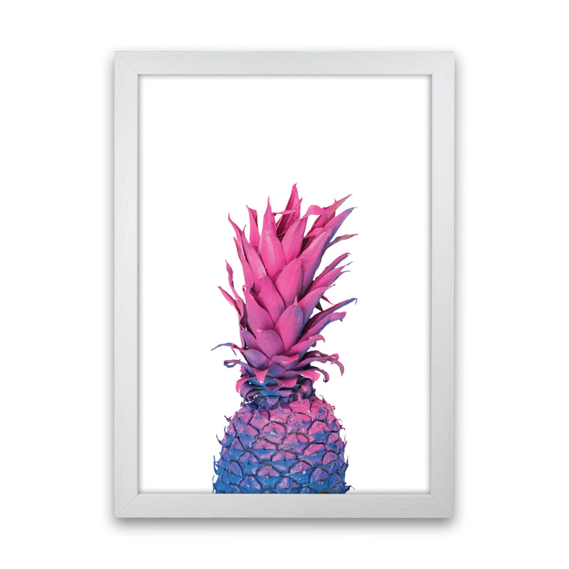 Purple And Blue Pineapple Modern Print White Grain
