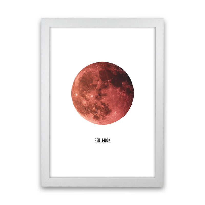 Red Moon Modern Print White Grain