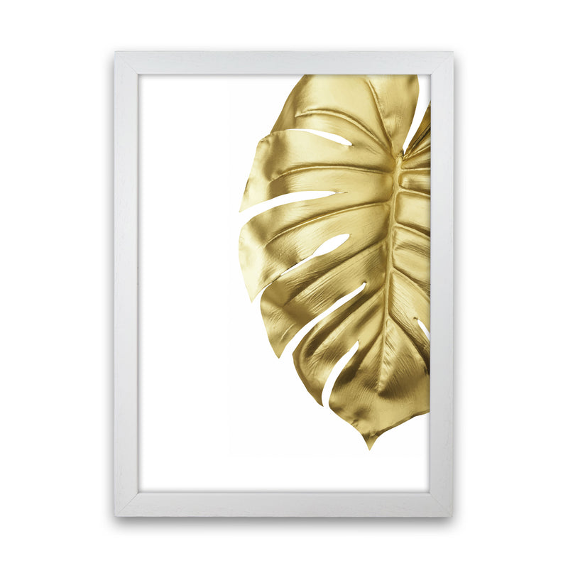 Gold Monstera Modern Print, Framed Botanical & Nature Art Print White Grain