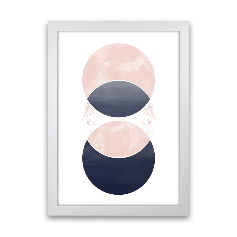 Navy And Marble Pink 1 Art Print by Pixy Paper White Grain