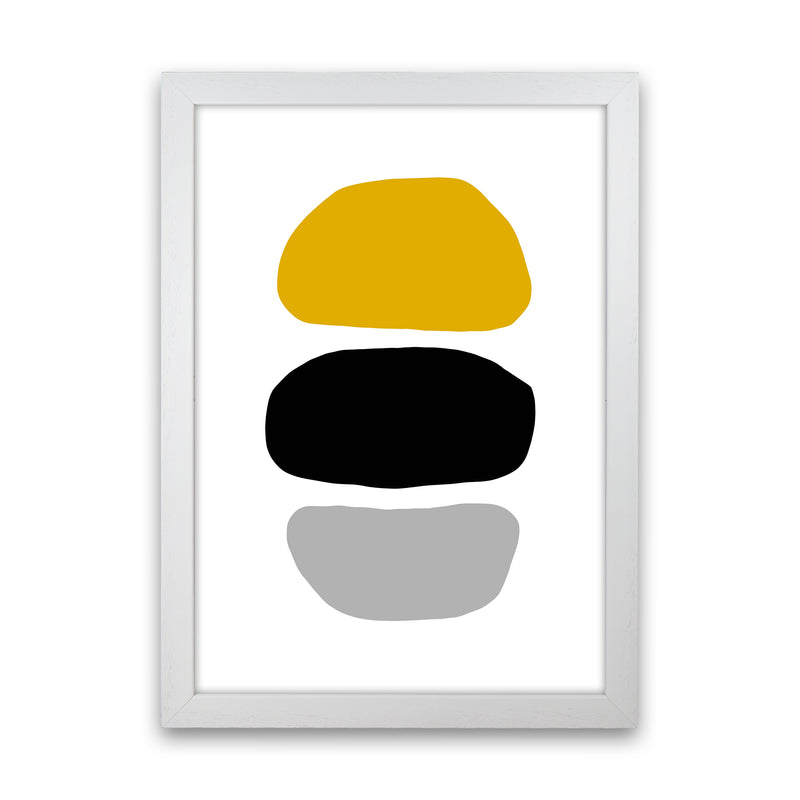 Mustard And Black Abstract Stones 2 Art Print by Pixy Paper White Grain