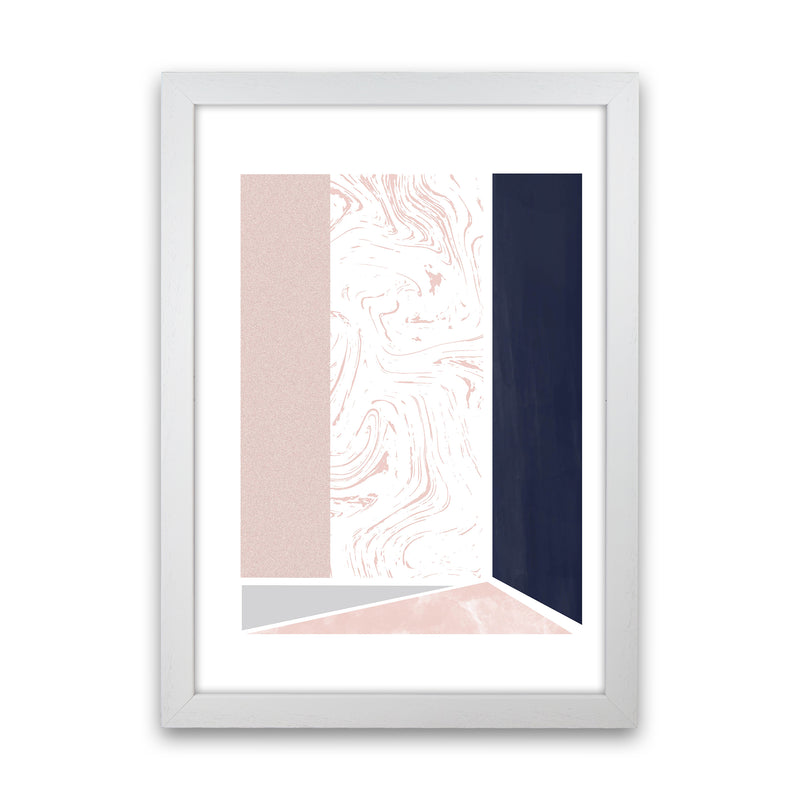 Navy And Marble Pink 2 Art Print by Pixy Paper White Grain