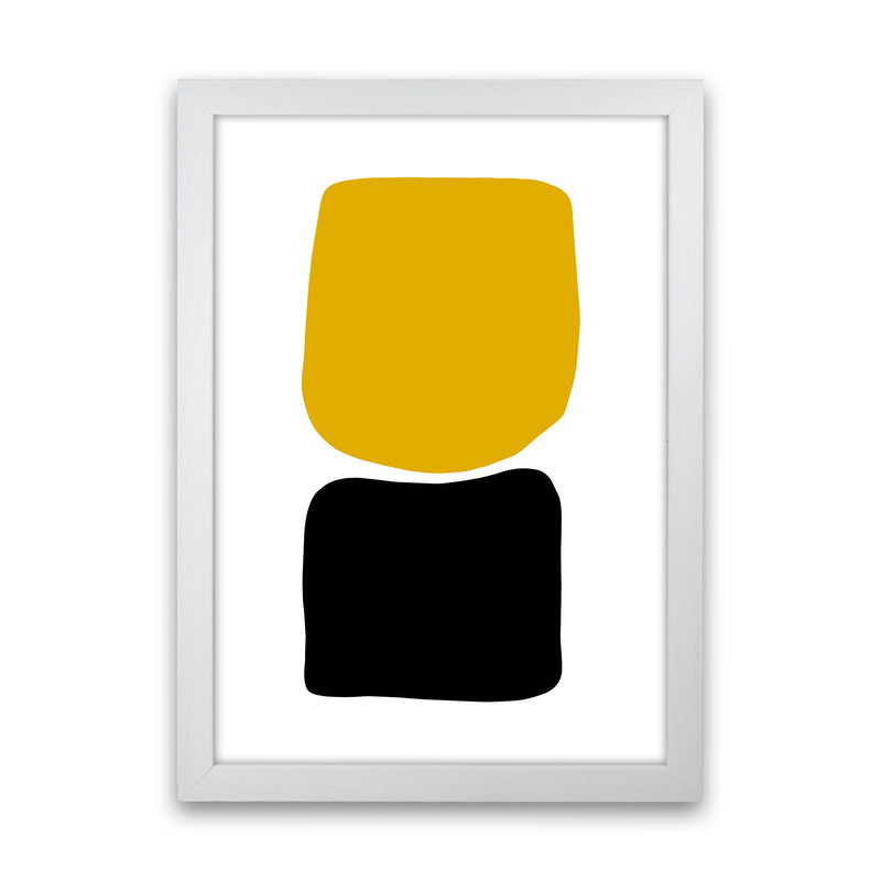 Mustard And Black Abstract Stones 3 Art Print by Pixy Paper White Grain