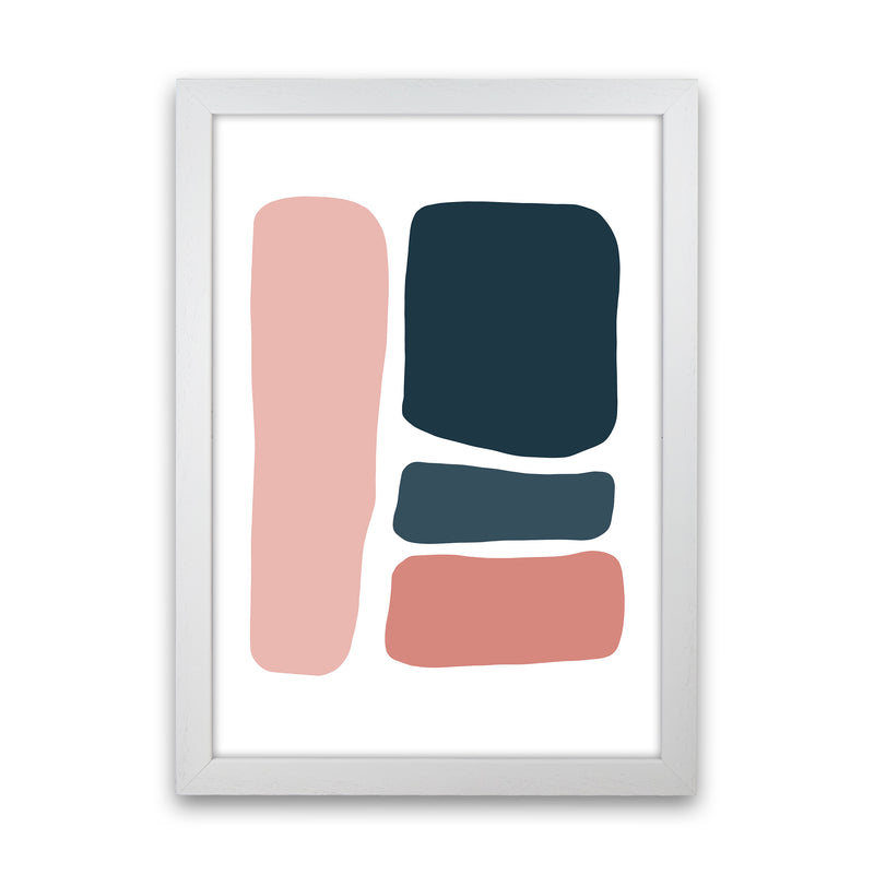 Pink And Navy Abstract Stones 3 Art Print by Pixy Paper White Grain