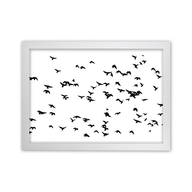 Flock Of Birds Landscape Art Print by Pixy Paper White Grain