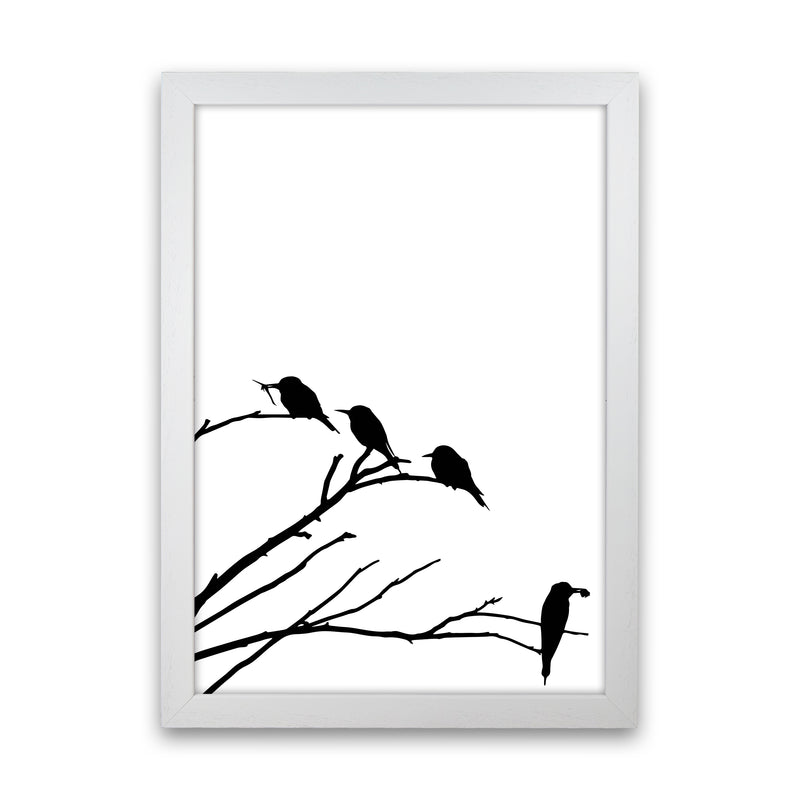 Corner Branch With Birds Art Print by Pixy Paper White Grain