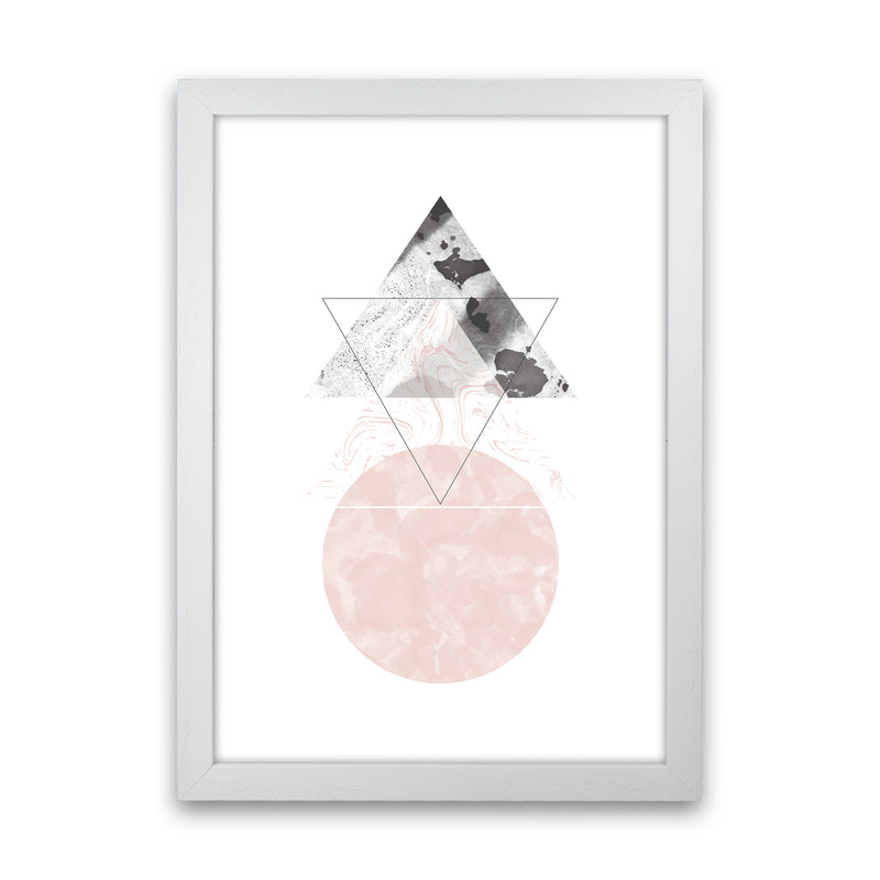 Marble Triangle And Circle Black And Pink Abstract  Art Print by Pixy Paper White Grain