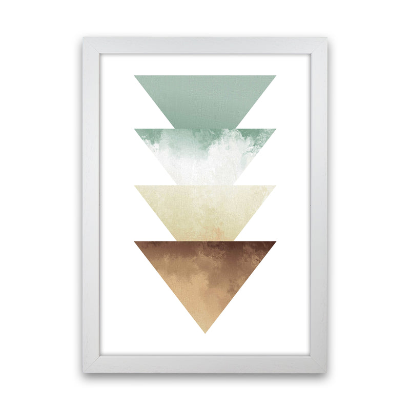 Green And Beige Watercolour Triangles Abstract  Art Print by Pixy Paper White Grain