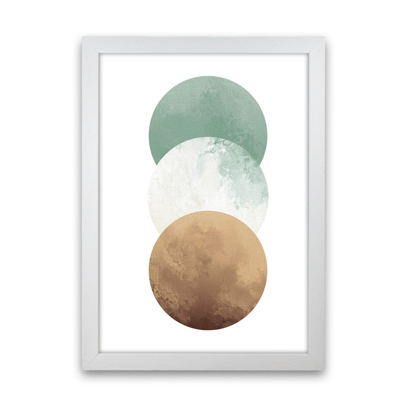 Green And Beige Watercolour Circles Abstract  Art Print by Pixy Paper White Grain