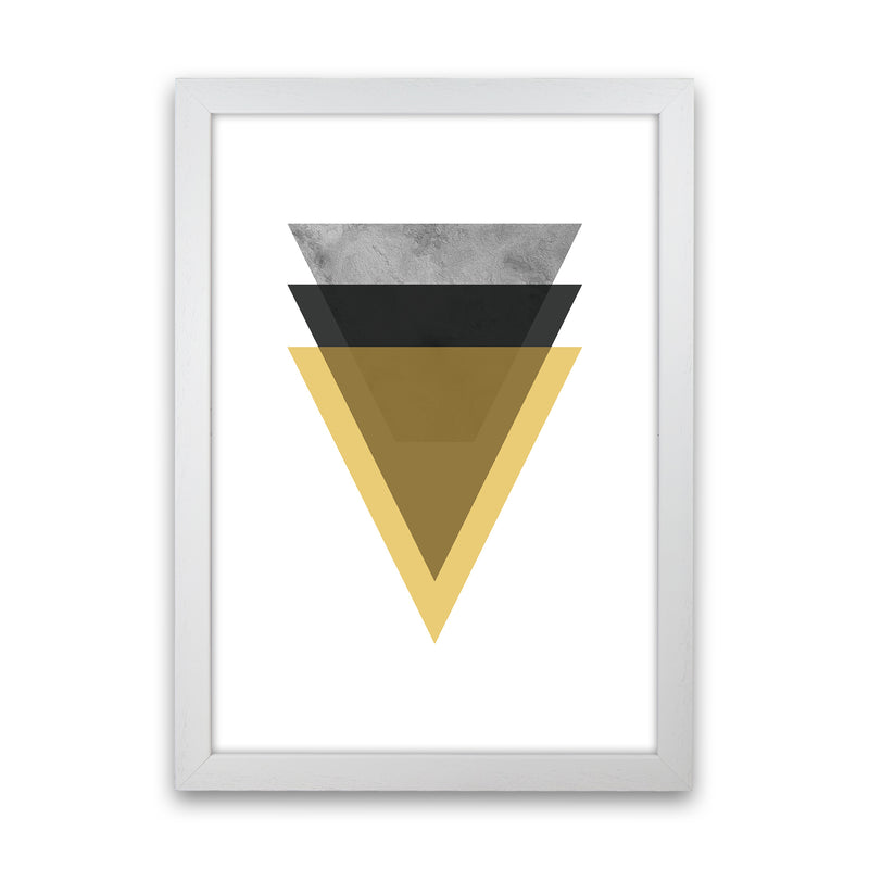 Geometric Mustard And Black Triangles  Art Print by Pixy Paper White Grain