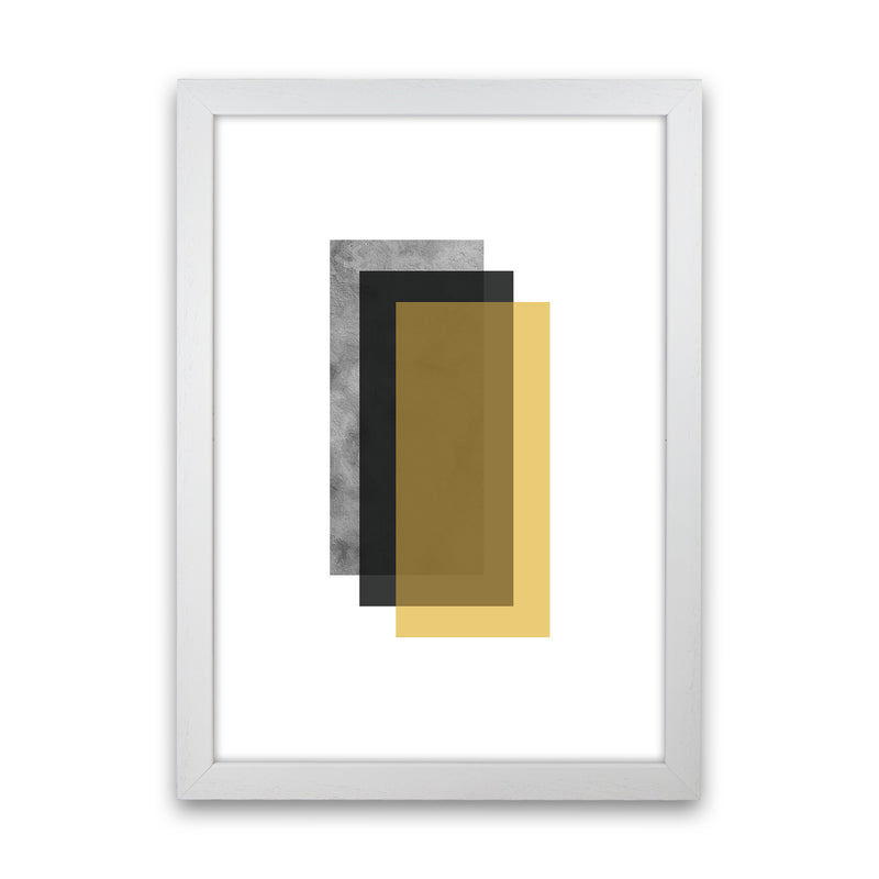 Geometric Mustard And Black Rectangles  Art Print by Pixy Paper White Grain