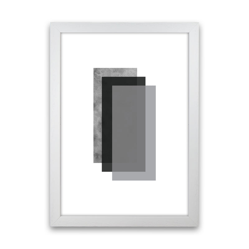 Geometric Grey And Black Rectangles  Art Print by Pixy Paper White Grain