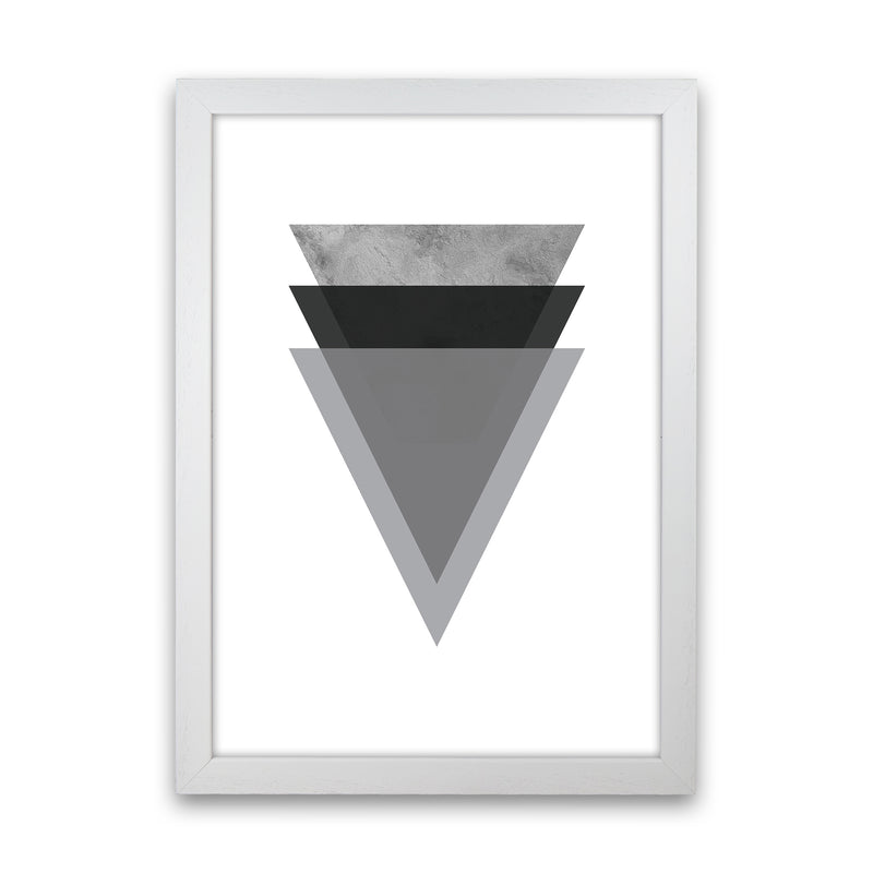 Geometric Grey And Black Triangles  Art Print by Pixy Paper White Grain