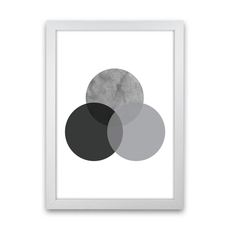 Geometric Grey And Black Circles  Art Print by Pixy Paper White Grain
