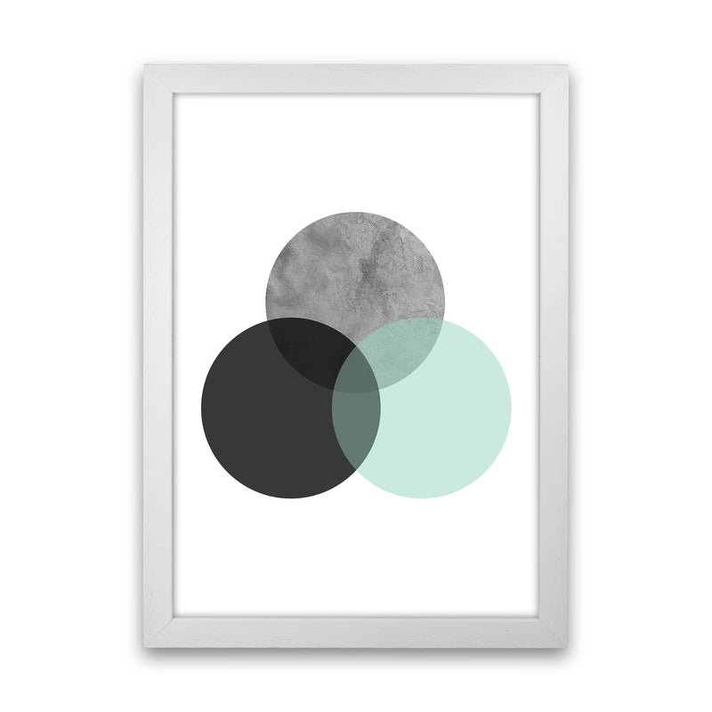 Geometric Mint And Black Circles  Art Print by Pixy Paper White Grain