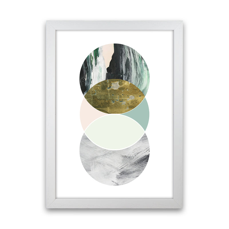Green Marble Circles Abstract  Art Print by Pixy Paper White Grain