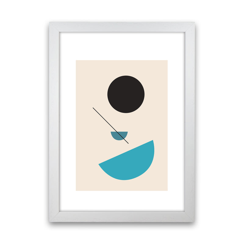 Mita Teal Abstract Shapes N2  Art Print by Pixy Paper White Grain