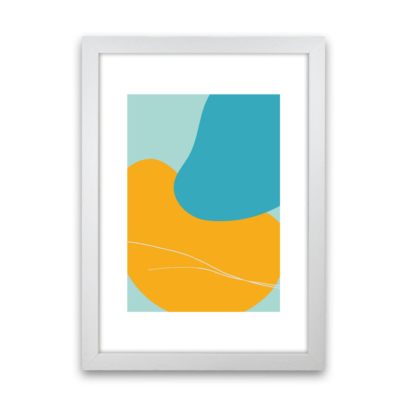 Mita Teal Bold Abstract N20  Art Print by Pixy Paper White Grain