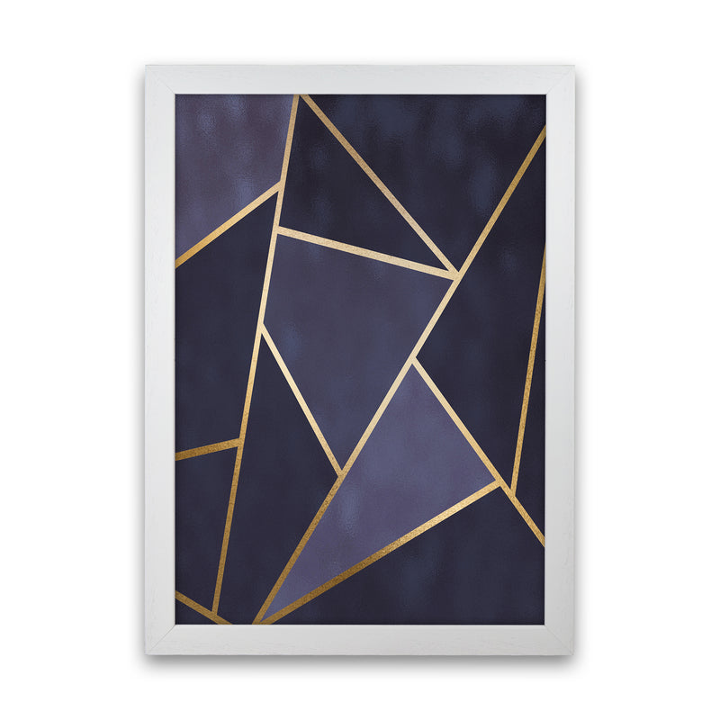Lux Navy And Gold Geo Print  Art Print by Pixy Paper White Grain