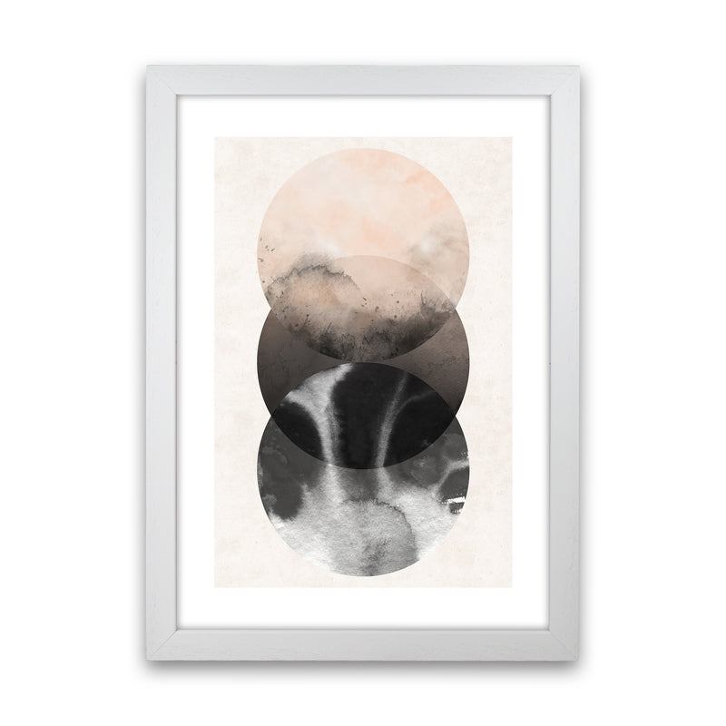 Nude And Pearl Three Circles  Art Print by Pixy Paper White Grain