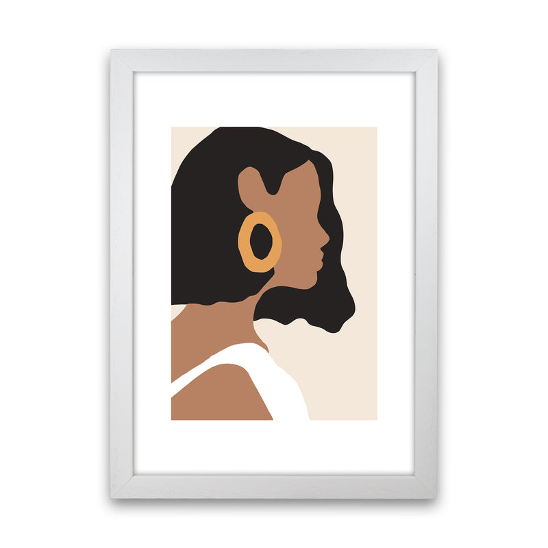 Mica Girl With Earring N6  Art Print by Pixy Paper White Grain