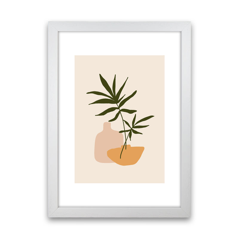 Mica Plant Pots Beige N1  Art Print by Pixy Paper White Grain