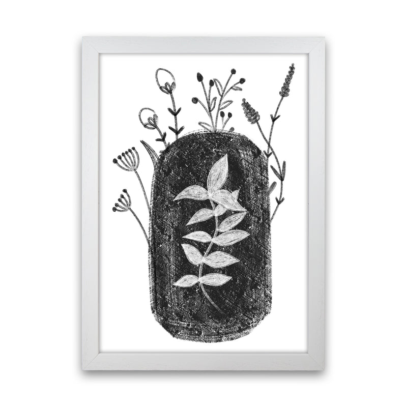 Dalia Chalk Black Floral  Art Print by Pixy Paper White Grain