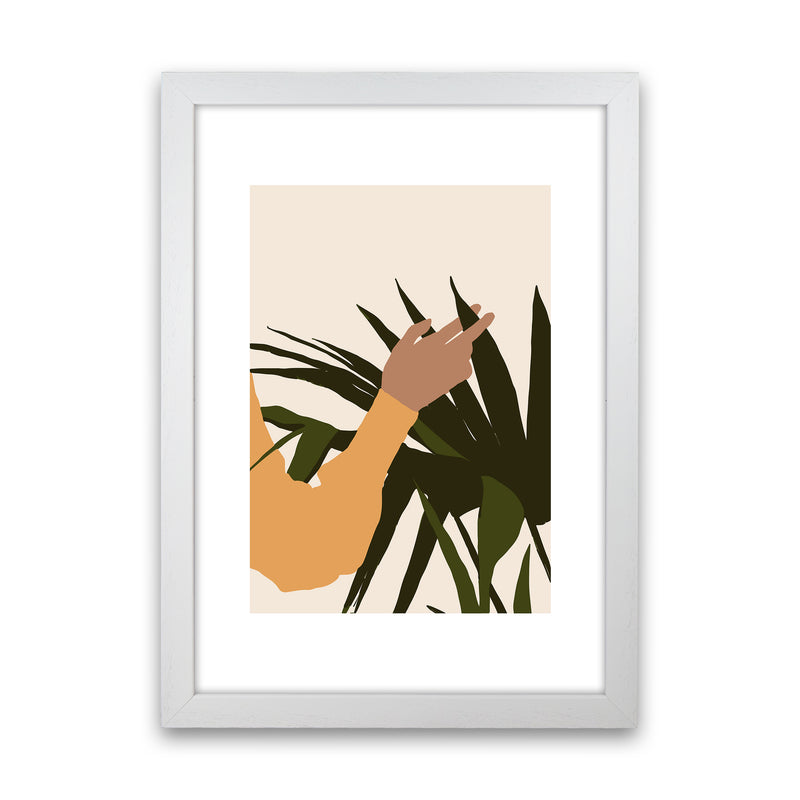 Mica Hand On Plant - N5  Art Print by Pixy Paper White Grain