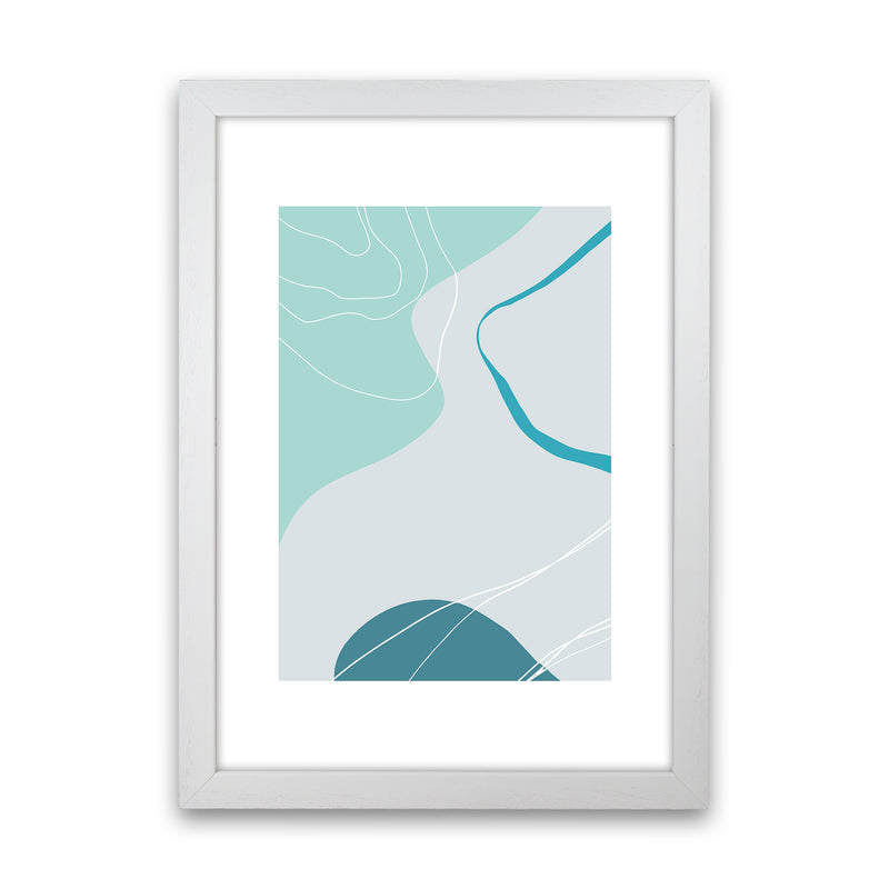 Mita Teal Abstract N17  Art Print by Pixy Paper White Grain