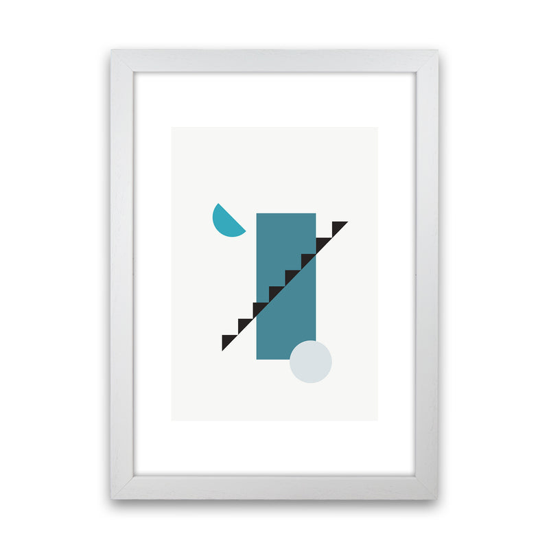Mita Teal Abstract N11  Art Print by Pixy Paper White Grain
